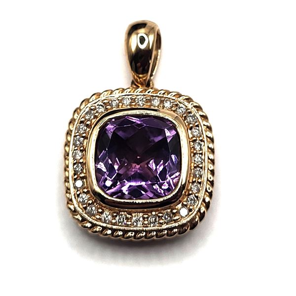 Brazilian Amethyst and Diamond Halo Pendant