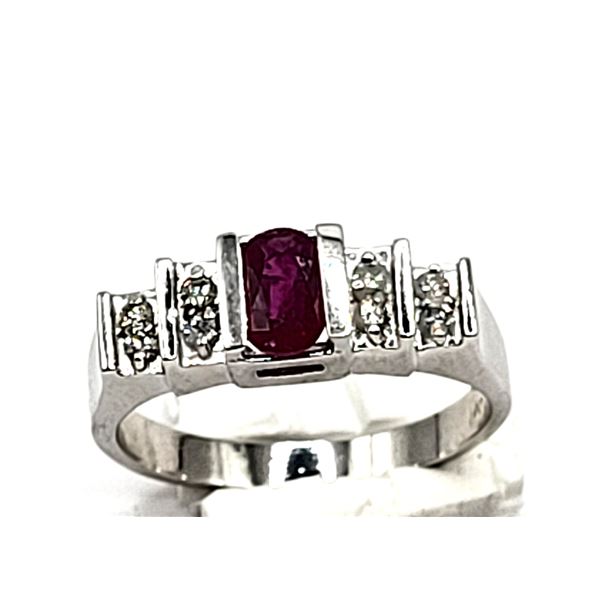 Ruby and Diamond Terraced Pyramid Ring