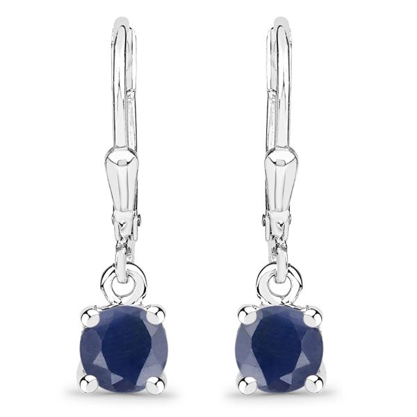Genuine Blue Sapphire Dangling Earrings .925