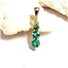 Image 2 : Graduating Emerald Three Stone Drop Pendant Diamond Accent