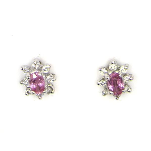 Pink Sapphire and Diamond Halo Earrings