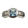 Image 1 : Swiss Blue Topaz Unisex Ring with Designer Features