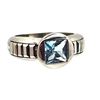 Image 2 : Swiss Blue Topaz Unisex Ring with Designer Features
