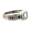 Image 4 : Swiss Blue Topaz Unisex Ring with Designer Features