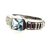 Image 5 : Swiss Blue Topaz Unisex Ring with Designer Features