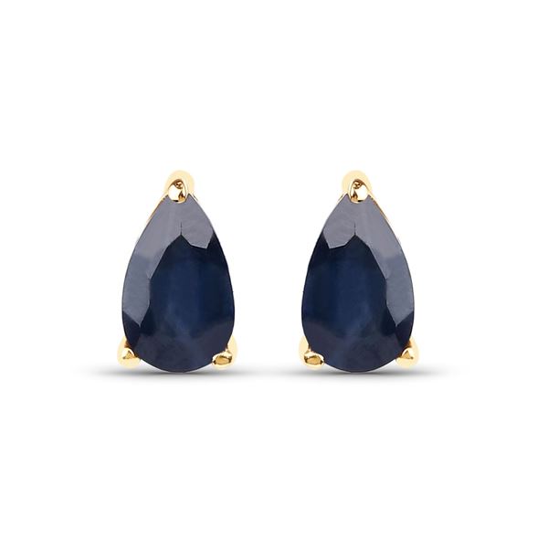 Minimalist Blue Sapphire Pear-Cut Earrings 14K