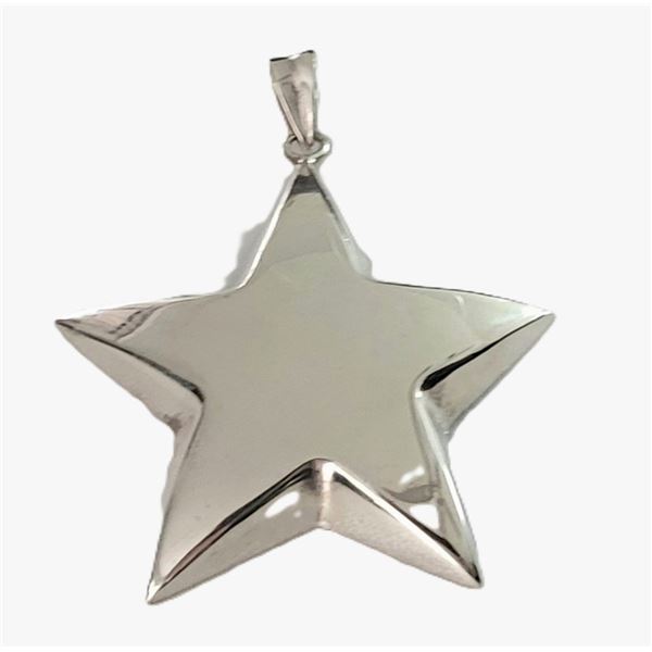 Vintage Sterling Silver Puffed Star Pendant 2"