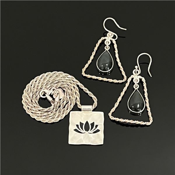 Necklace, Pendant, and Earrings