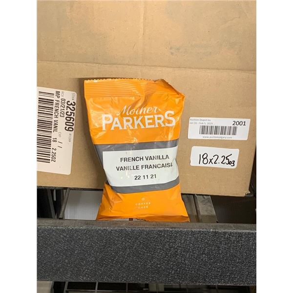 Mother Parkers French Vanilla Coffee Packet, 2.25 oz x 18