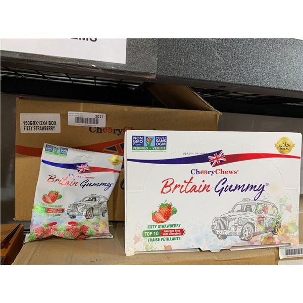 CheeryChews Britain Gummy Fizzy Strawberry Candy 150gr x12 x4