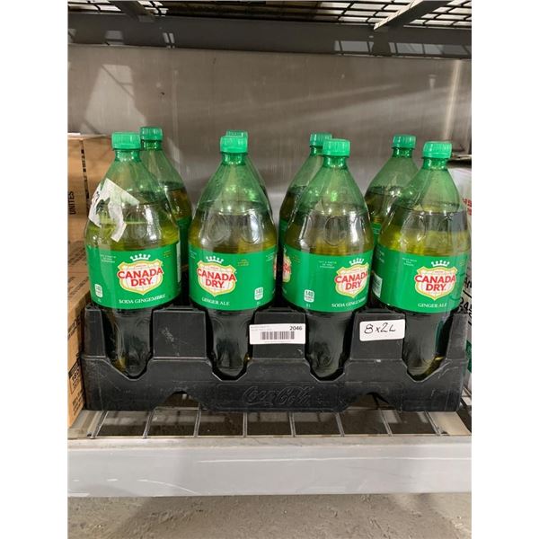 Lot of 8 Canada Dry Ginger Ale 2L Bottles in Plastic Carrier