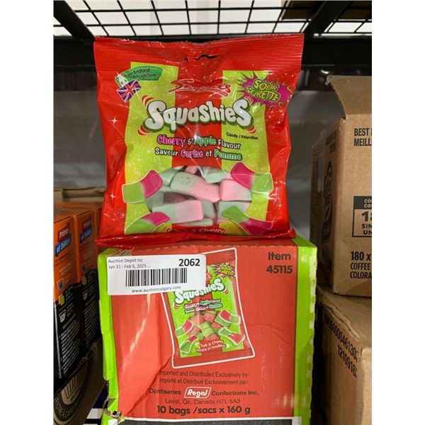 Squashies Chewy Candy Cherry Apple 10 x 160g