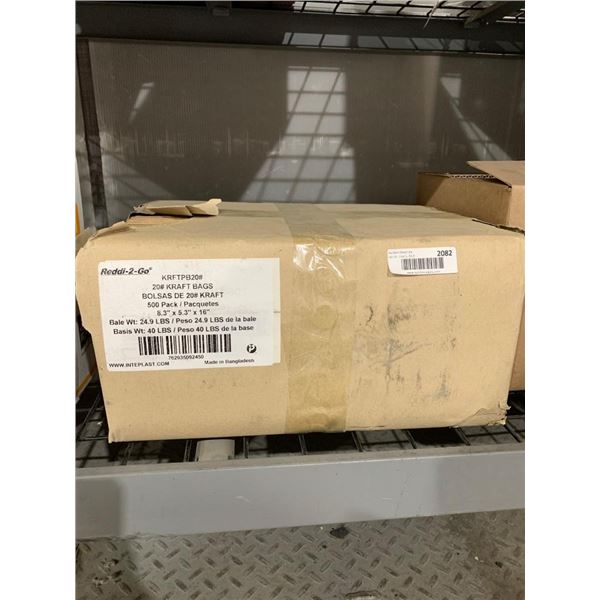 Reddi-To-Go 20# Kraft Bags, 500-Pack, 8.3″ x 5.3″ x 16″