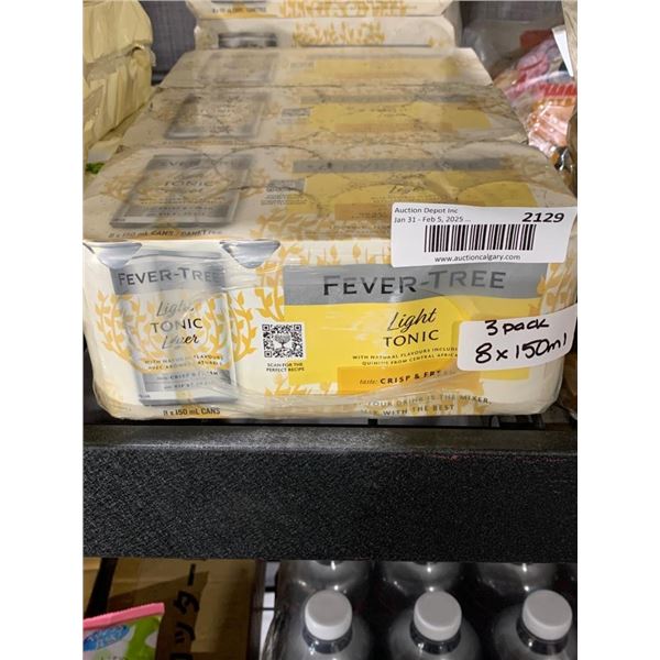 Fever-Tree Light Tonic Water 3-Pack, 8 x 150ml Each