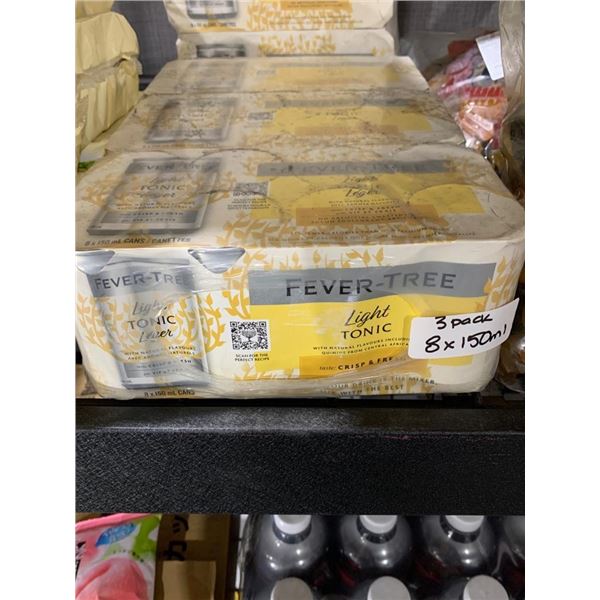 Fever-Tree Light Tonic Water 3-Pack, 8 x 150ml Each