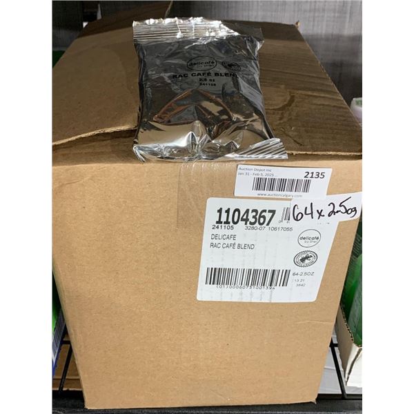 Delicafe RAC Cafe Blend Coffee Packets, 2.5 oz, Lot of 64 Units