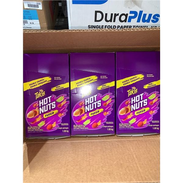 Takis Hot Nuts Fuego 12-Pack Box, 1.08 kg Per Case x 3