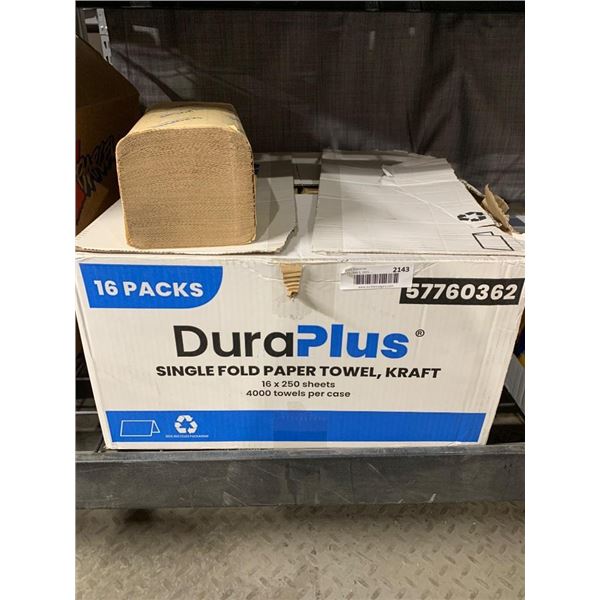 DuraPlus Single Fold Kraft Paper Towels, 16 Packs x 500 Sheets