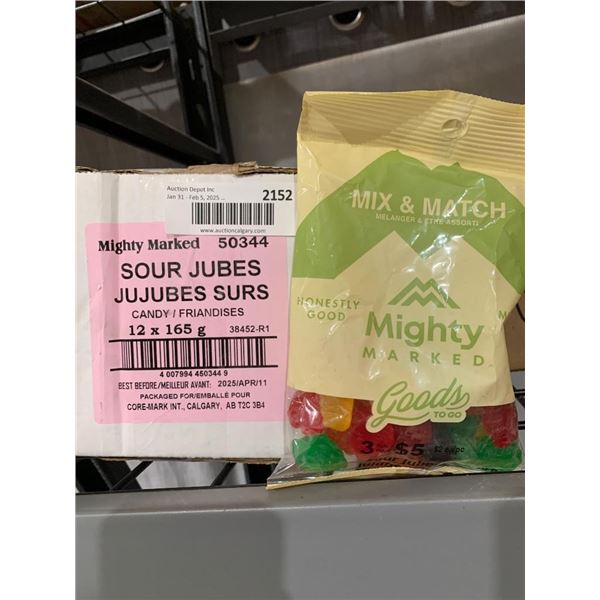 Mighty Marked Sour Jubes Candy, 12 x 165g Packs
