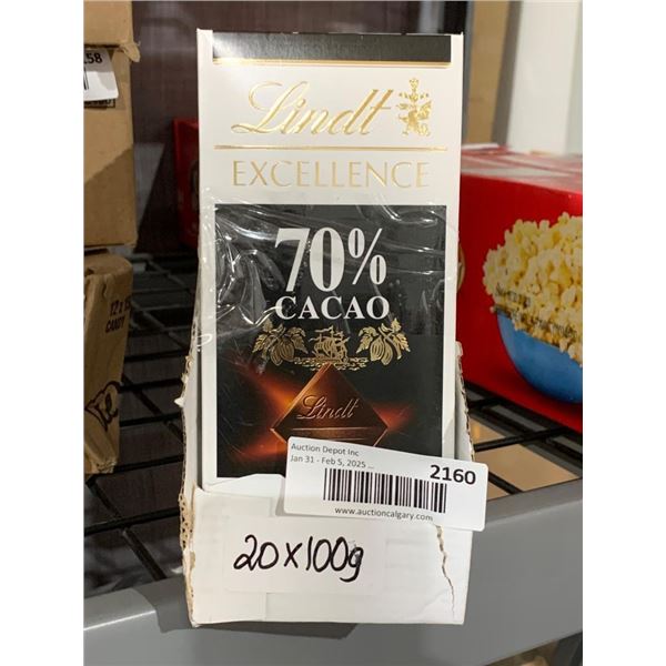 Lindt Excellence 70 Percent Cacao Chocolate (20 x 100g)