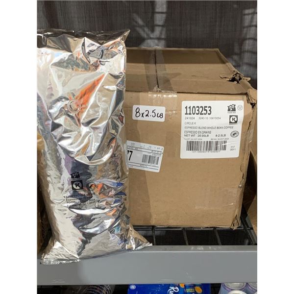 Espresso Blend WB Coffee Beans, Couche-Tard, 8 x 2.5 lb Bags