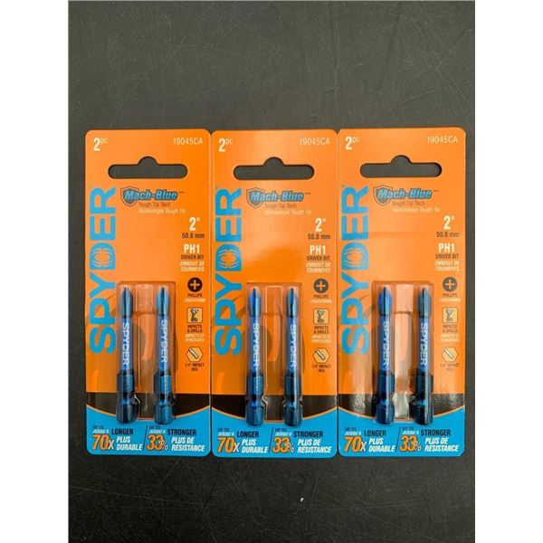 Spyder Mach-Blue PH1 Impact Driver Bits Lot of 3 Packs