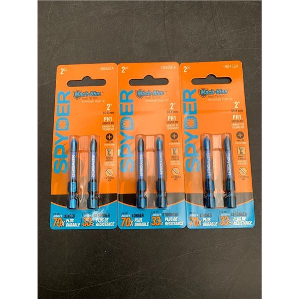 Spyder Mach-Blue PH1 Impact Driver Bits Lot of 3 Packs