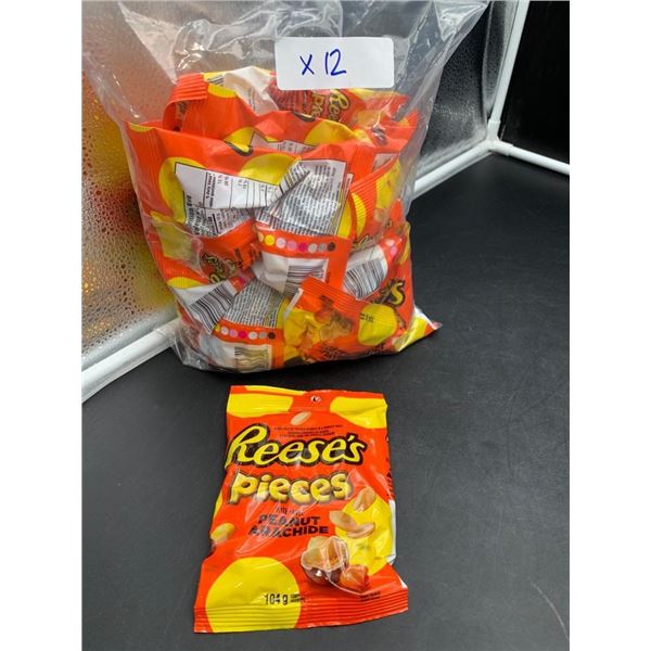 Lot of 12 Reese’s Pieces Peanut Butter Bags, 104g Each