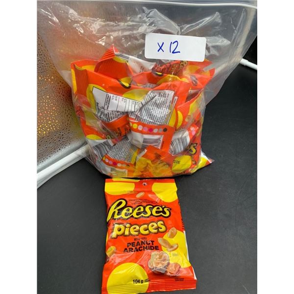 Lot of 12 Reese’s Pieces Peanut Butter Bags, 104g Each
