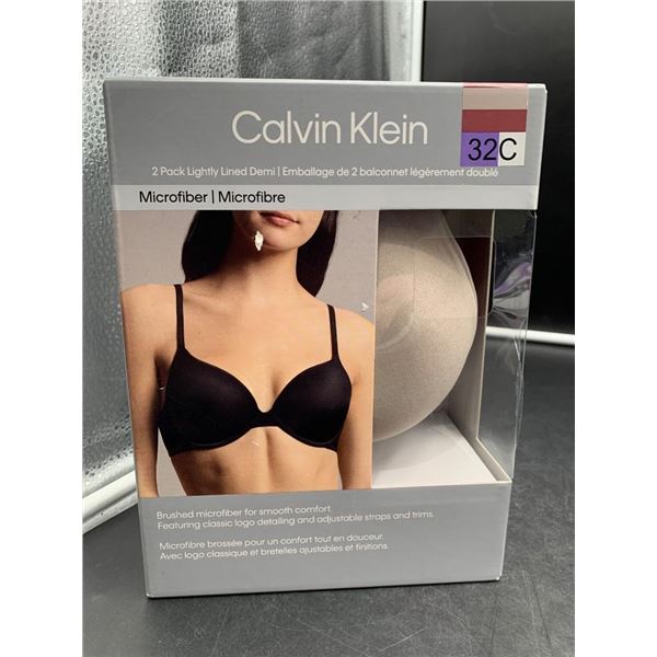 Calvin Klein 2-Pack Lightly Lined Demi Bras, Size 32C, Microfiber