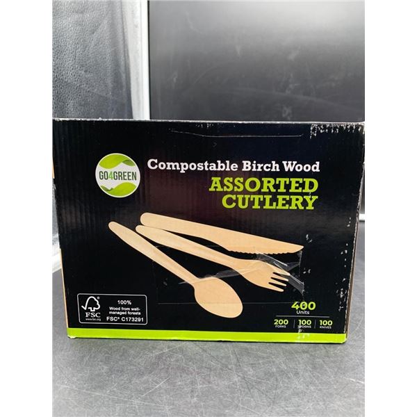 Go4Green Compostable Birch Wood Assorted Cutlery 460pc Set
