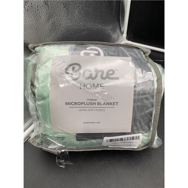 Care Home Microplush Throw Blanket in Mint Green