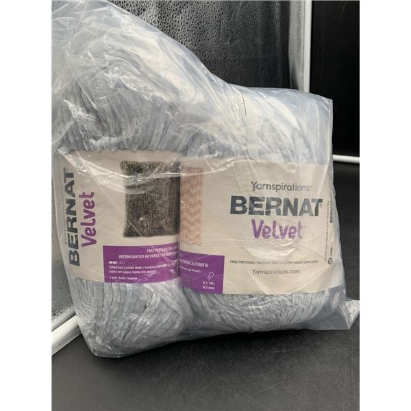 Bernat Velvet Yarn in Soft Gray, Lot of 2 x 300g