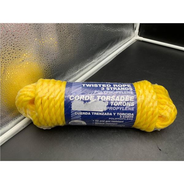 Yellow 3-Strand Polypropylene Twisted Rope .5in x 50ft