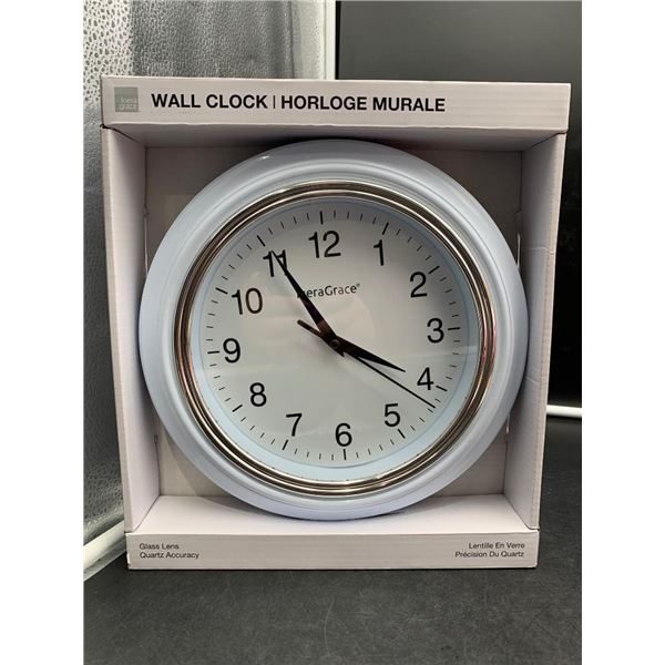Kiera Grace 10-Inch Wall Clock in White Finish