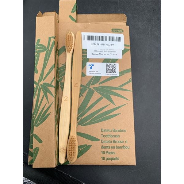 Set of 10 Bamboo Toothbrushes in Eco-Friendly Packaging