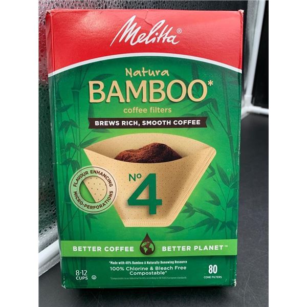 Melitta Natura Bamboo No. 4 Coffee Filters, 80 Count