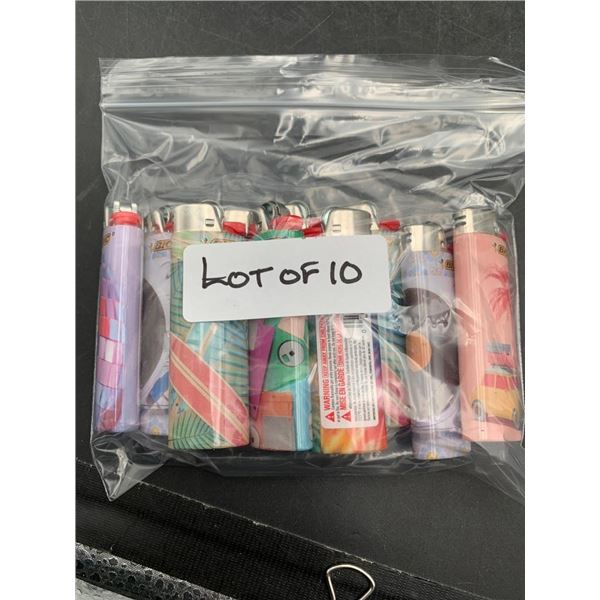 Lot of 10 Bic Lighters with Assorted Designs