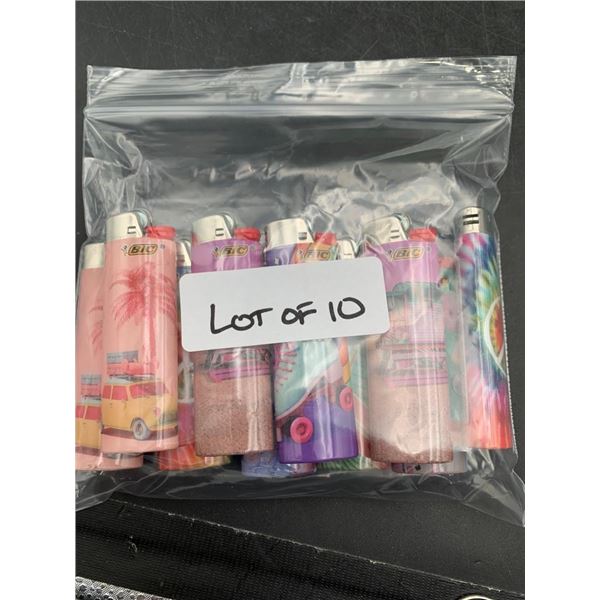 Lot of 10 Bic Lighters with Assorted Designs