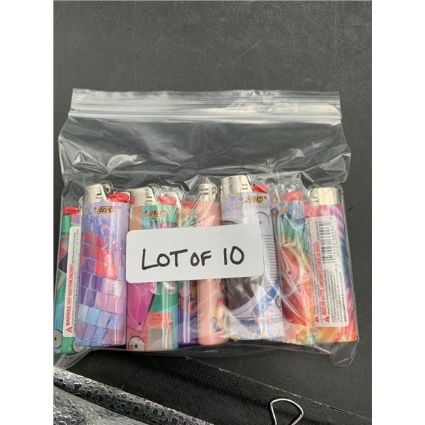 Lot of 10 Bic Lighters with Assorted Designs