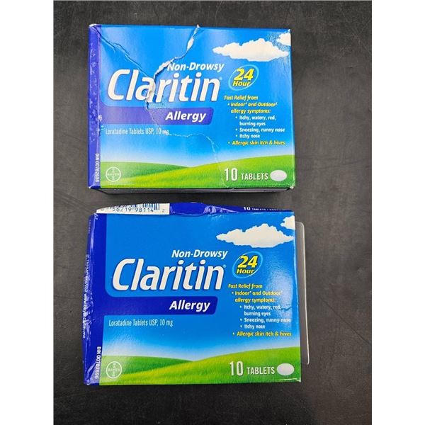 Two Boxes of Claritin Non-Drowsy Allergy 10 Tablets Each