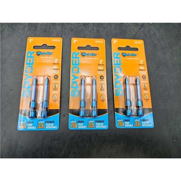 Spyder 2-Inch PH1 Mach-Blue Drill Bits (3 Packs)