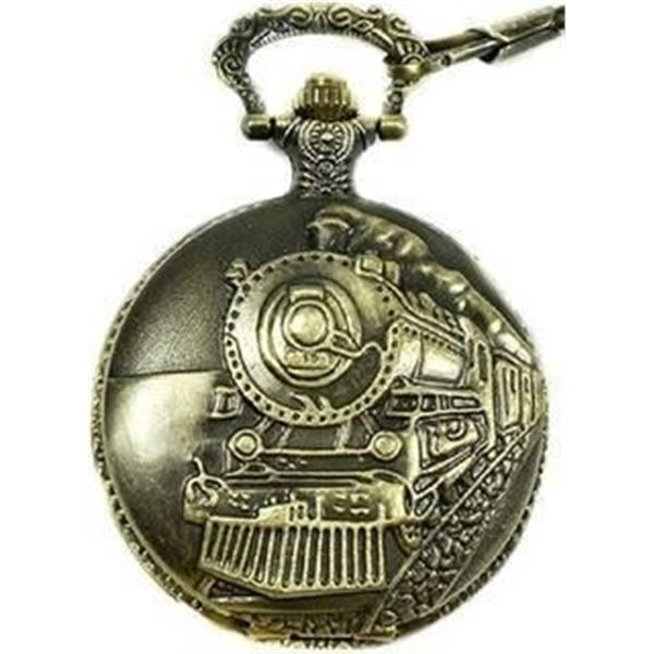 Train-Themed Bronze Pocket Watch Set