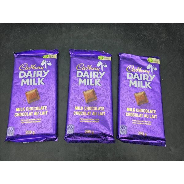 Set of 3 Cadbury Dairy Milk Chocolate Bars, 200g Each