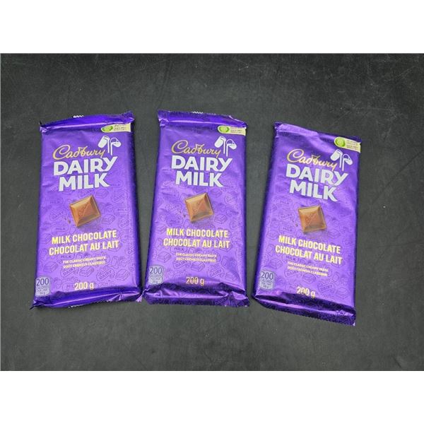 Lot of 3 Cadbury Dairy Milk Chocolate Bars, 200g Each