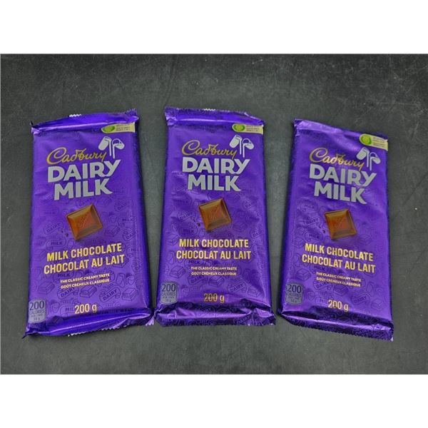 Lot of 3 Cadbury Dairy Milk Chocolate Bars, 200g Each