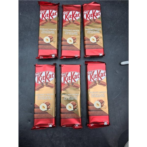 Lot of 6 Nestle KitKat Hazelnut Crunch Chocolate Bars