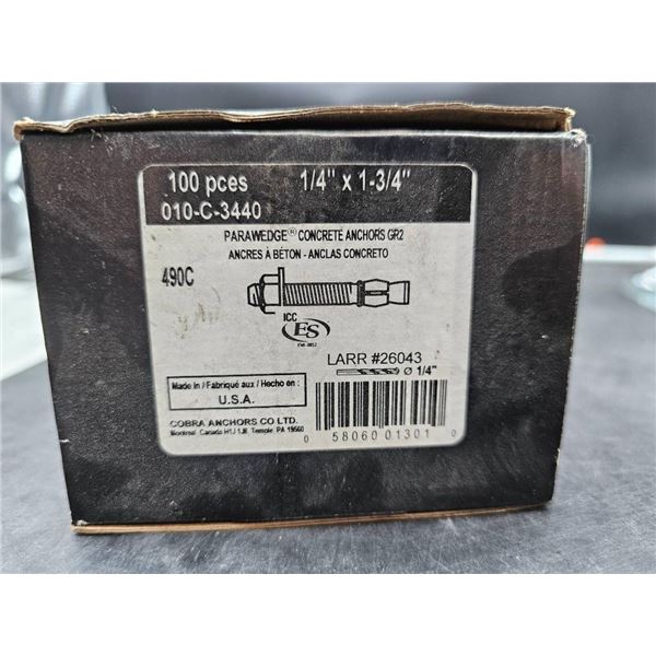 Cobra 1/4″ x 1-3/4″ Concrete Anchors, Box of 100