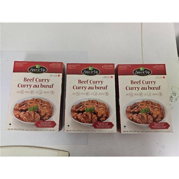 ***FROZEN*** Lot of 3 Boxes of Spice It Up Foods Beef Curry 3x400g