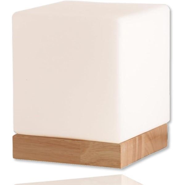 Lot of 2 Lightaccents Wooden Table Lamp With Frosted Glass Shade